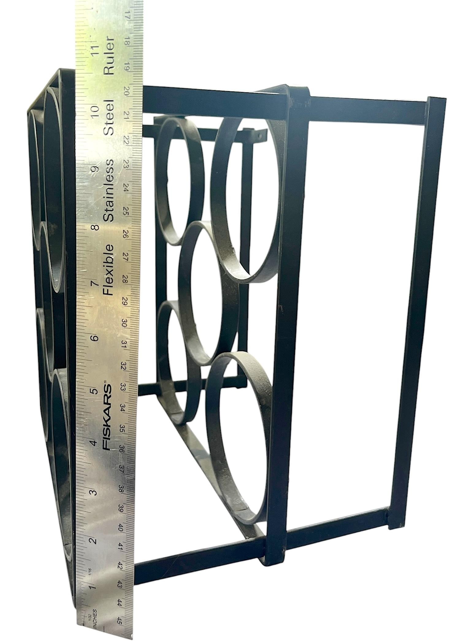 Vintage Mid-Century Modern Geometric Iron Wall-Mount 5 Bottle Wine Rack - 7