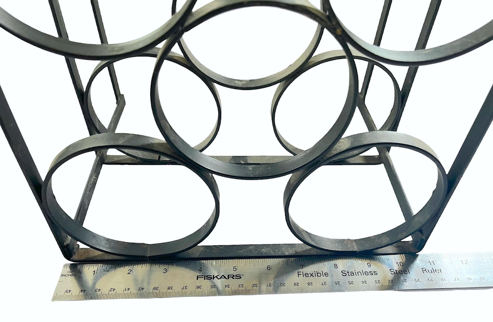Vintage Mid-Century Modern Geometric Iron Wall-Mount 5 Bottle Wine Rack - 8