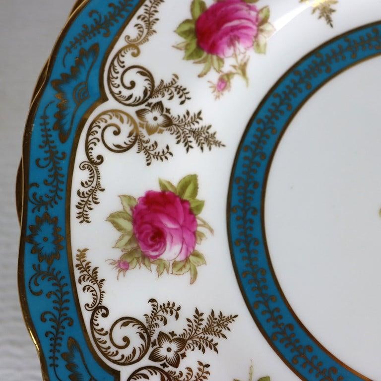 1900s Set of 12 English Cauldon for Gilman Collamore & Co. Scallop Edged Porcelian Plates - 3