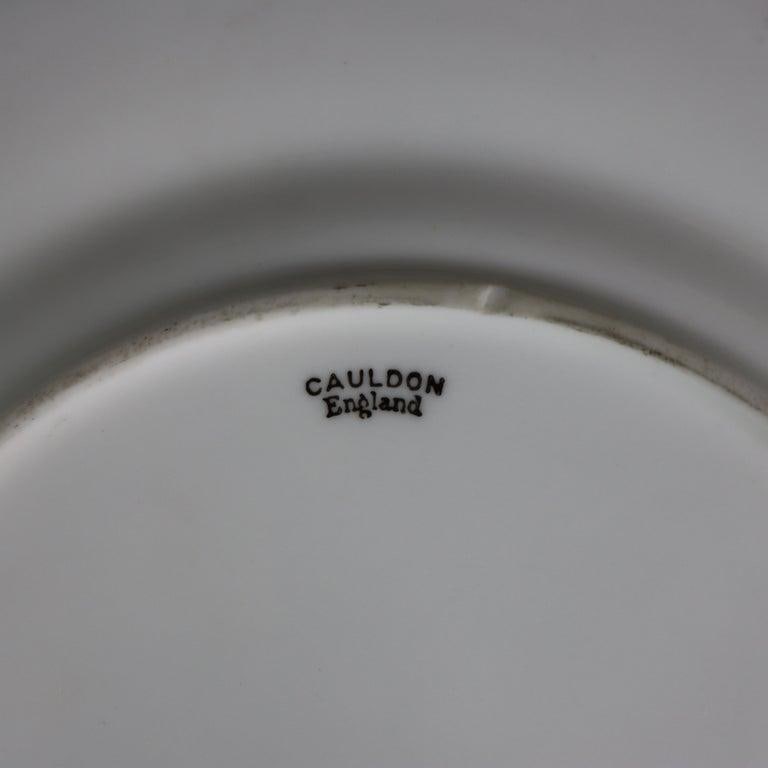 1900s Set of 12 English Cauldon for Gilman Collamore & Co. Scallop Edged Porcelian Plates - 4