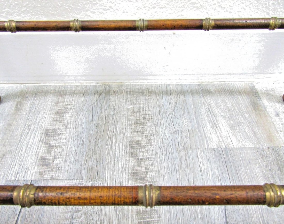 Mid-Century French Glass Top Faux Bamboo Wood and Brass Side Table Attributed to Maison Baguès - 17