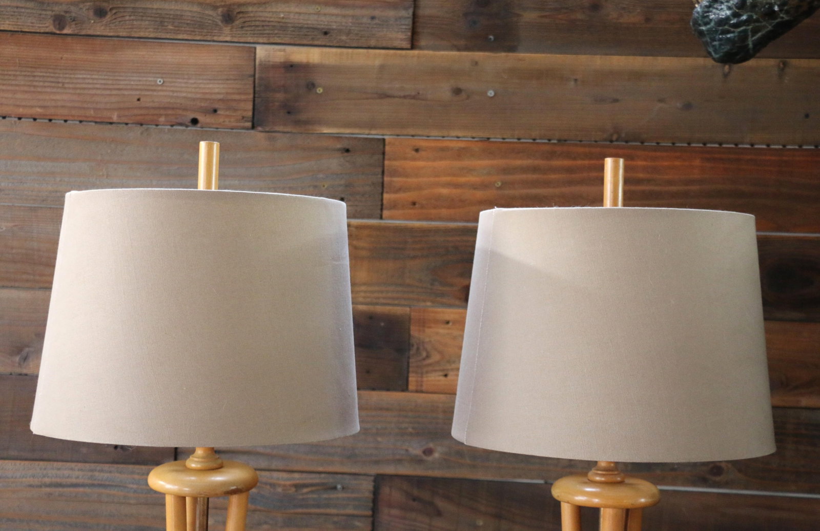 1950s Heywood-Wakefield Bamboo Style Table Lamps | Pair of Mid Century Modern Wood Lamps - 3