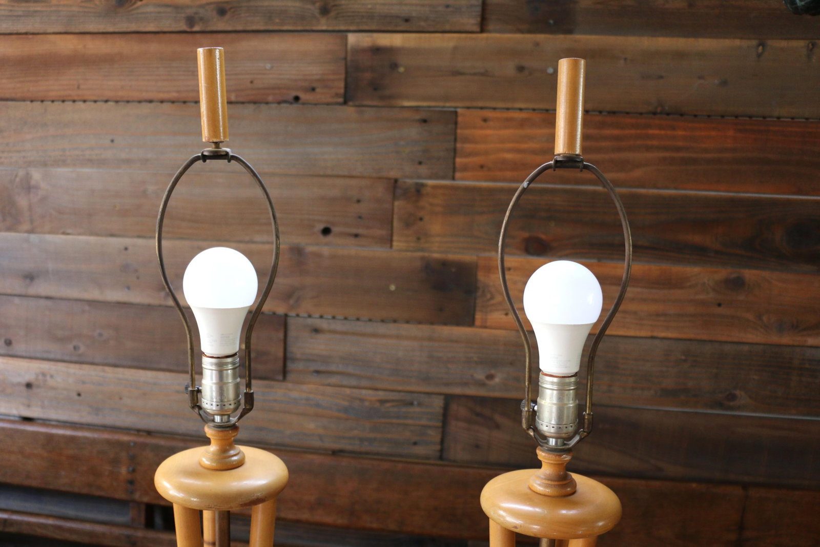 1950s Heywood-Wakefield Bamboo Style Table Lamps | Pair of Mid Century Modern Wood Lamps - 8