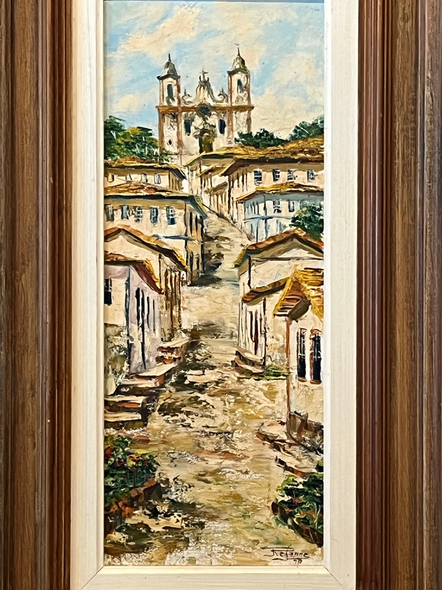 1970s Brazilian Impasto Oil Painting of Tiradentes by J. Refanne - Framed - 2