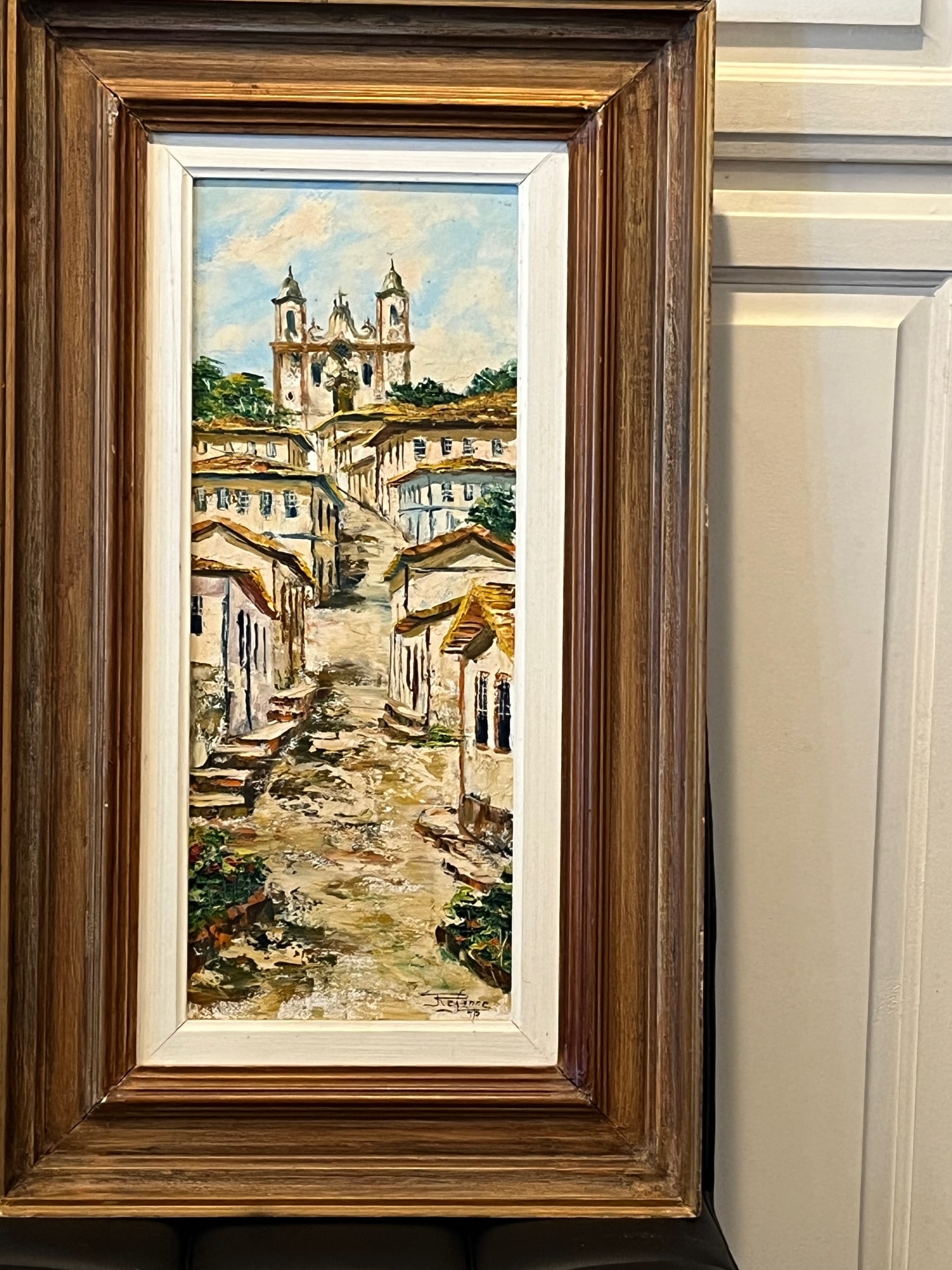 1970s Brazilian Impasto Oil Painting of Tiradentes by J. Refanne - Framed - 7
