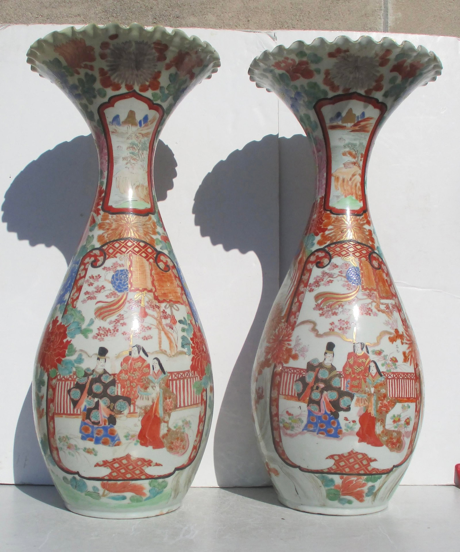 Japanese Edo 1880s Matching Vases Hichozan Shinpo--a Pair of 2 - 3