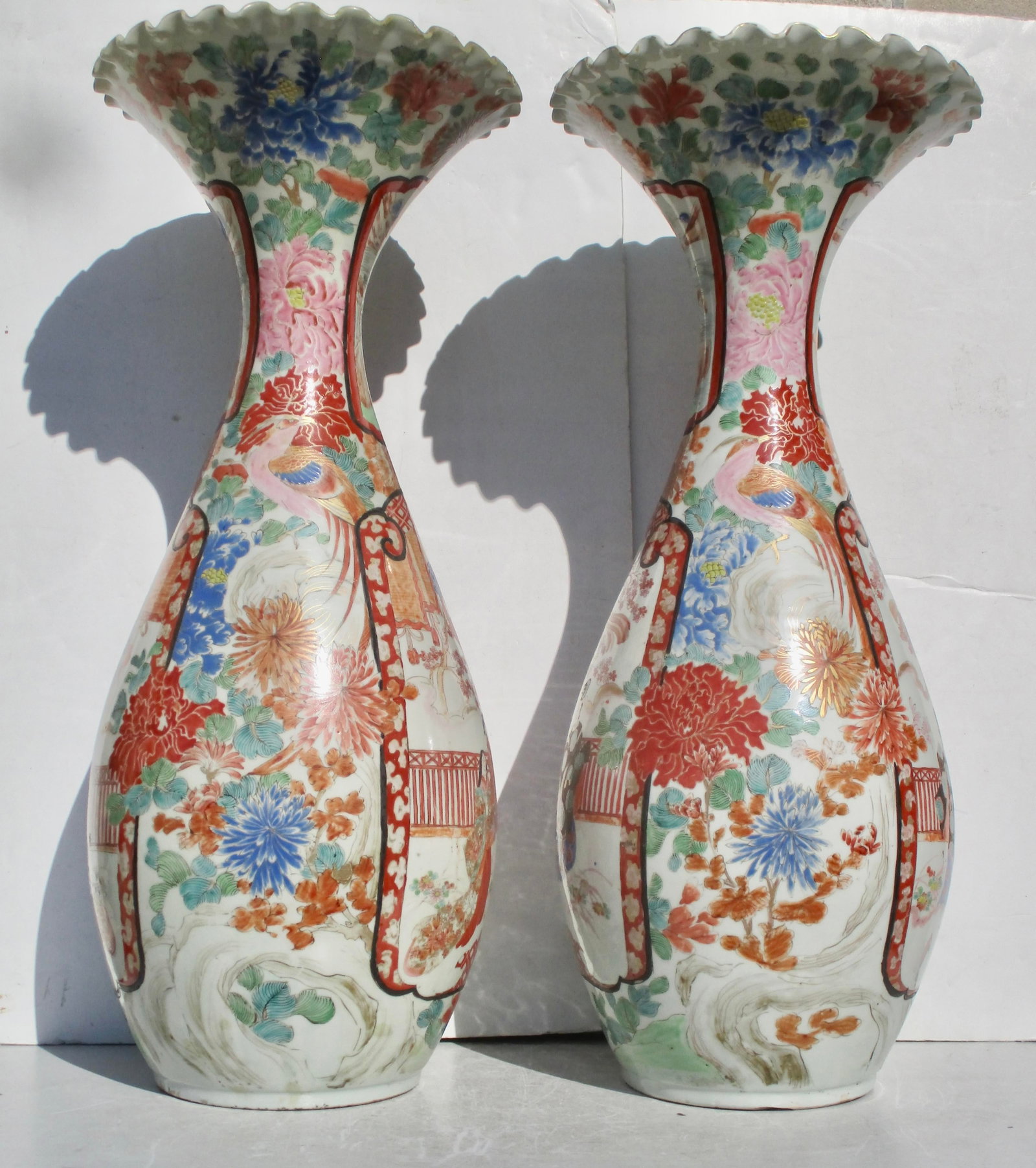 Japanese Edo 1880s Matching Vases Hichozan Shinpo--a Pair of 2 - 9