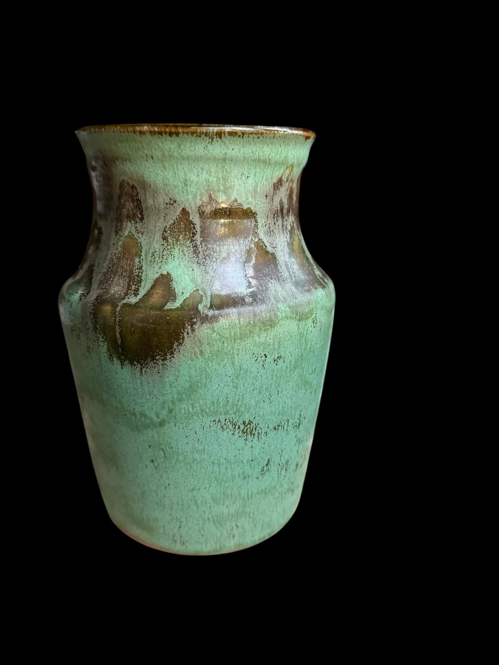 Vintage Studio Art Drip Glaze Green Pottery Vase. - 6