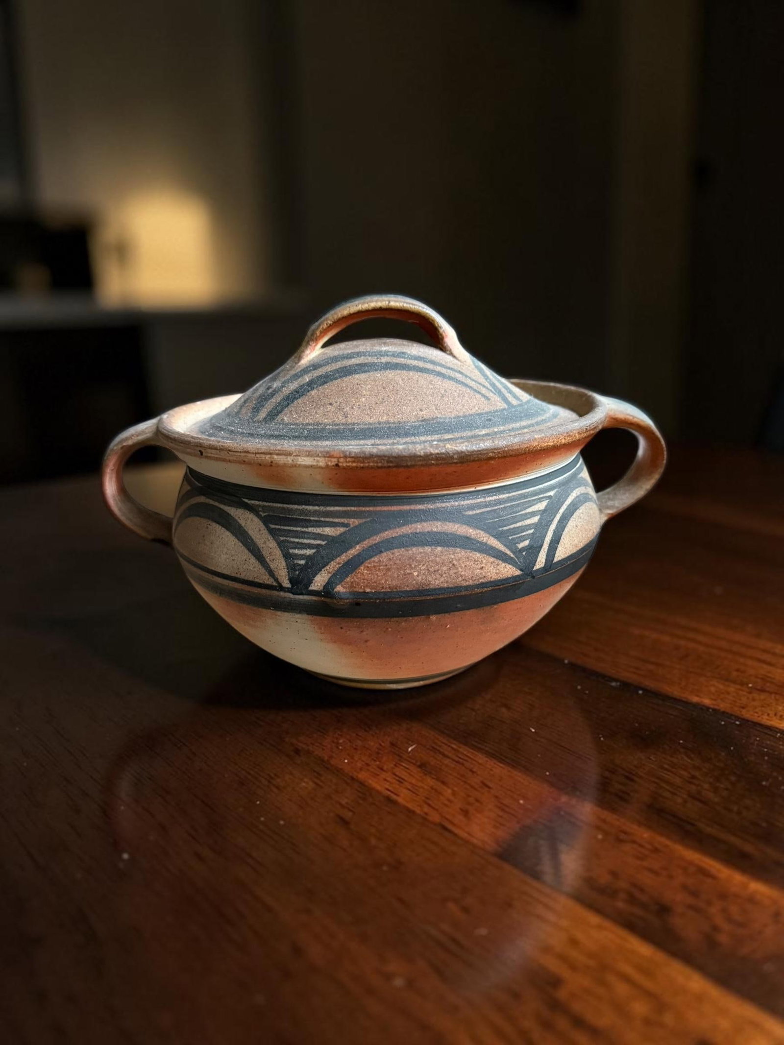 1991 Studio Art Wood Fired Pottery Lidded Bowl - 2