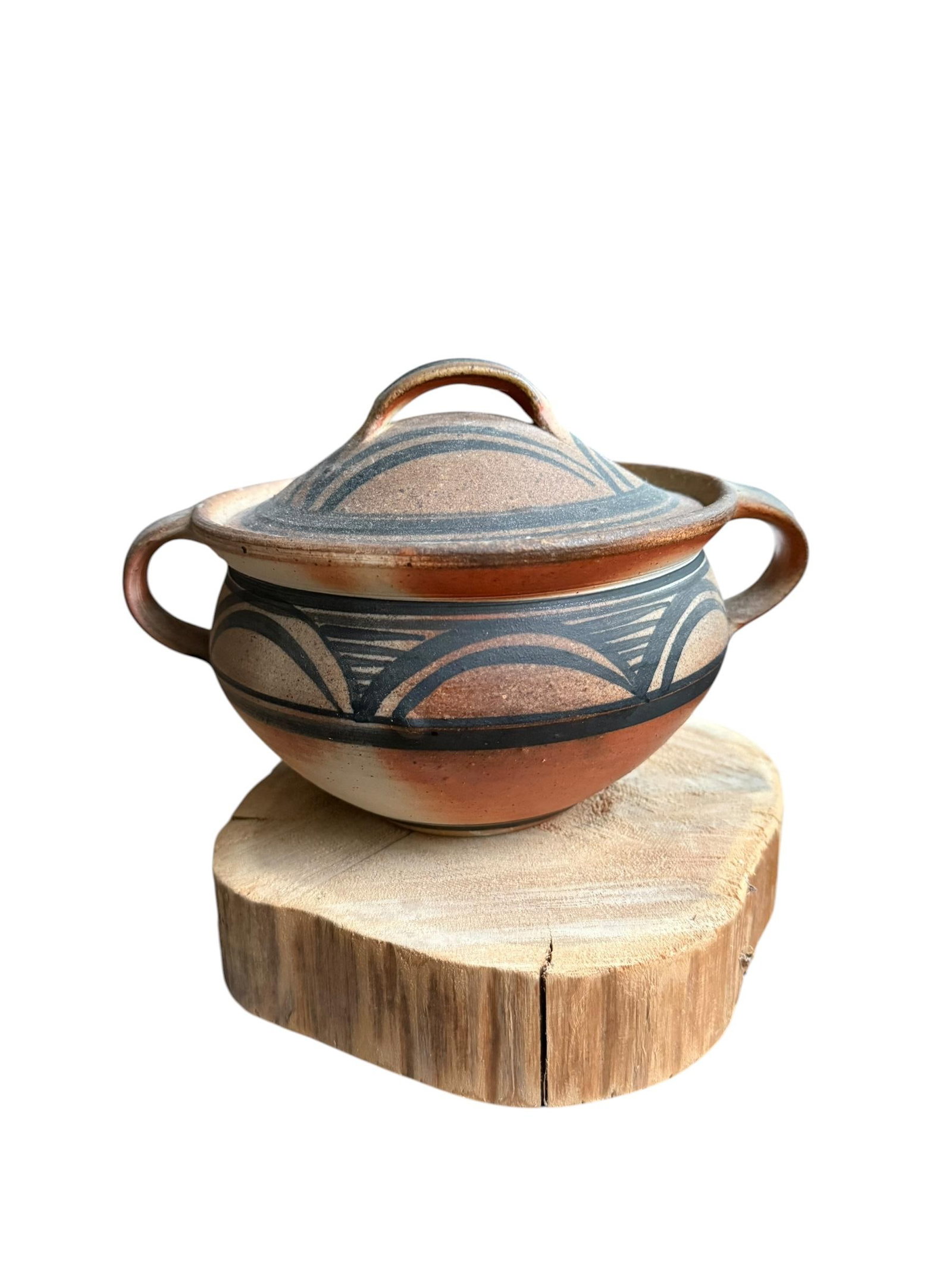 1991 Studio Art Wood Fired Pottery Lidded Bowl - 3