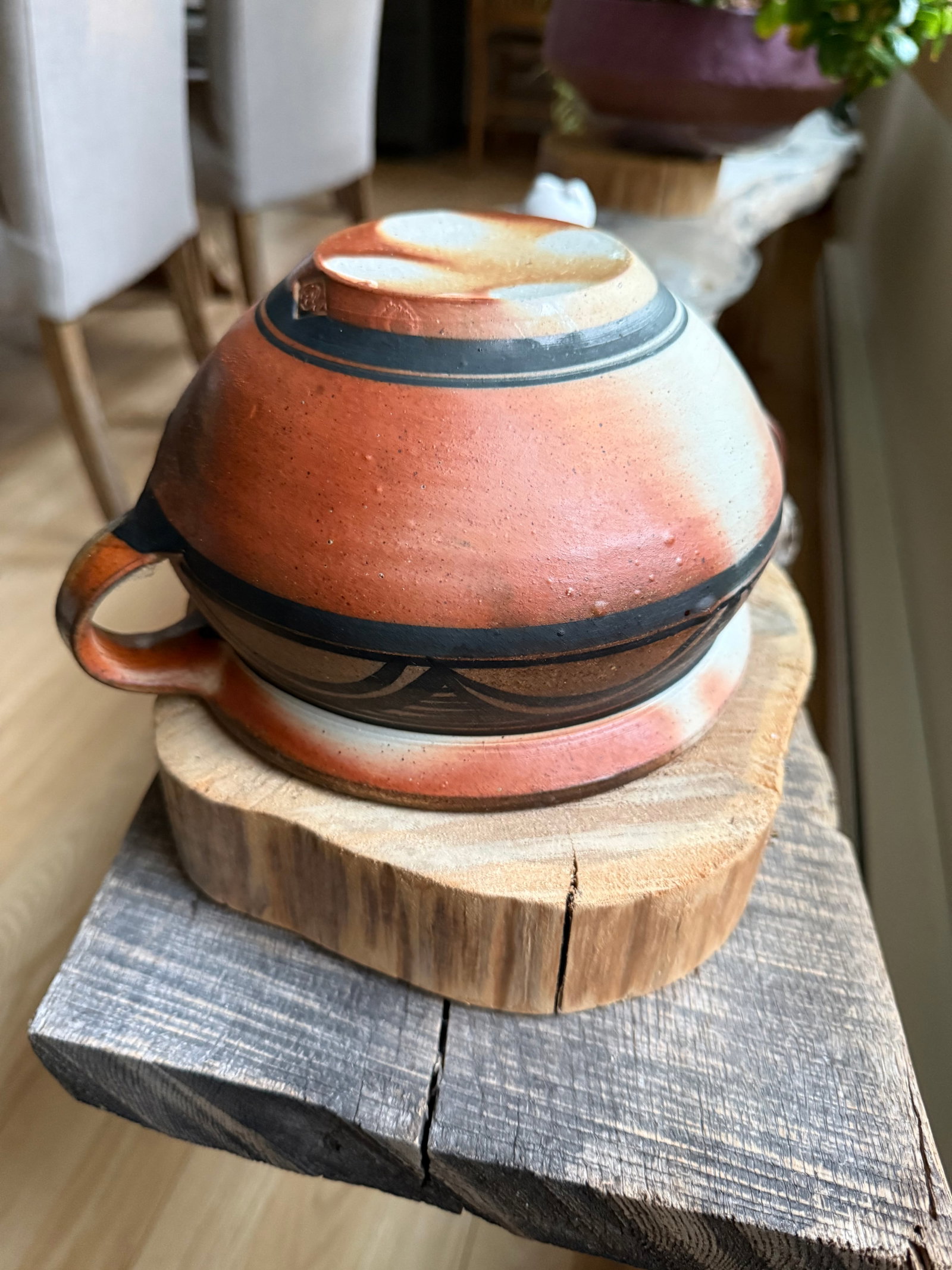 1991 Studio Art Wood Fired Pottery Lidded Bowl - 9