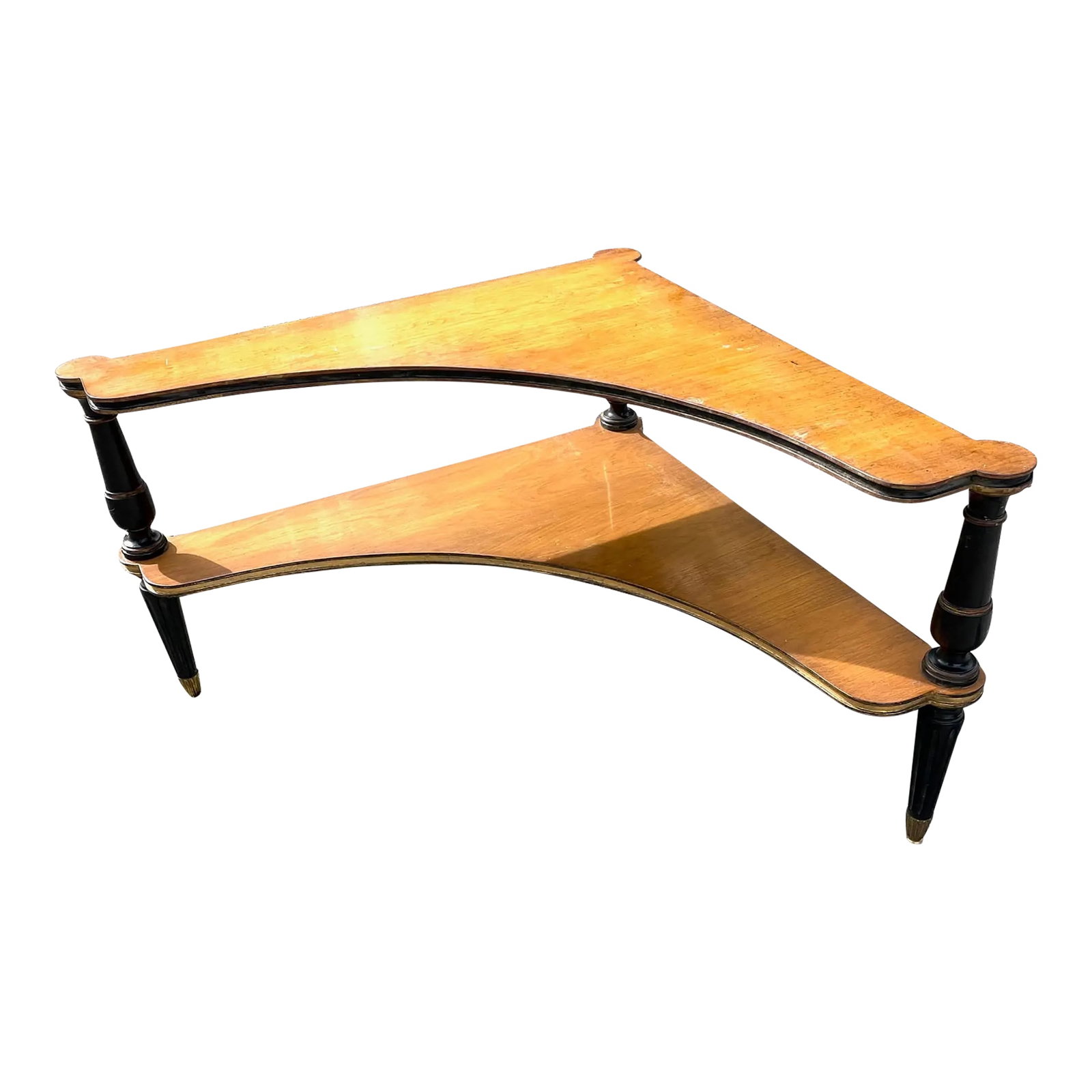 Mid 20th Century Neo-Classical Corner Table in Blonde Finished Maple (1 of 10)