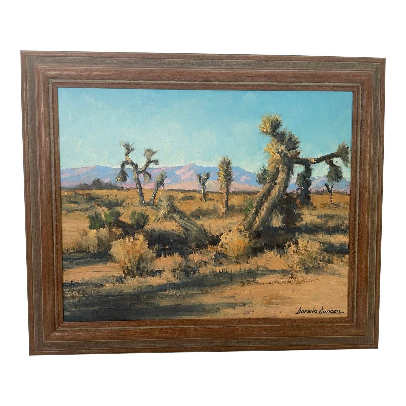 Mid 20th Century Darwin Duncan Southwest Desert Landscape Oil Painting With Joshua Trees (1 of 5)