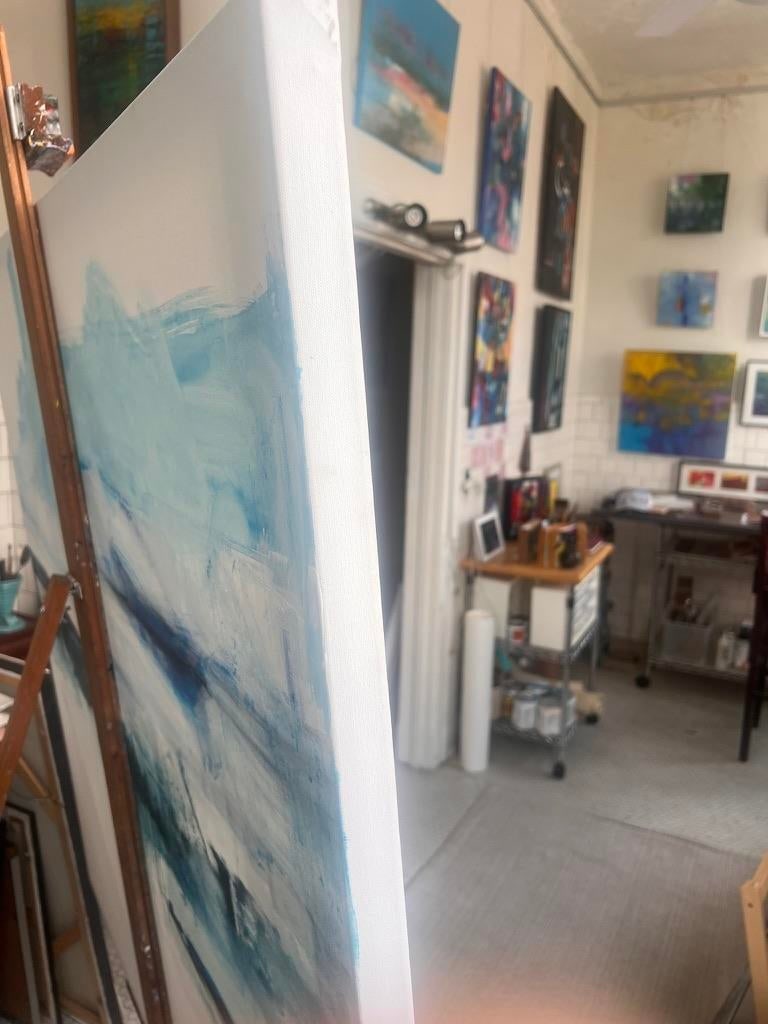 Edge of Memory, Abstract Painting in Blue and White - 6