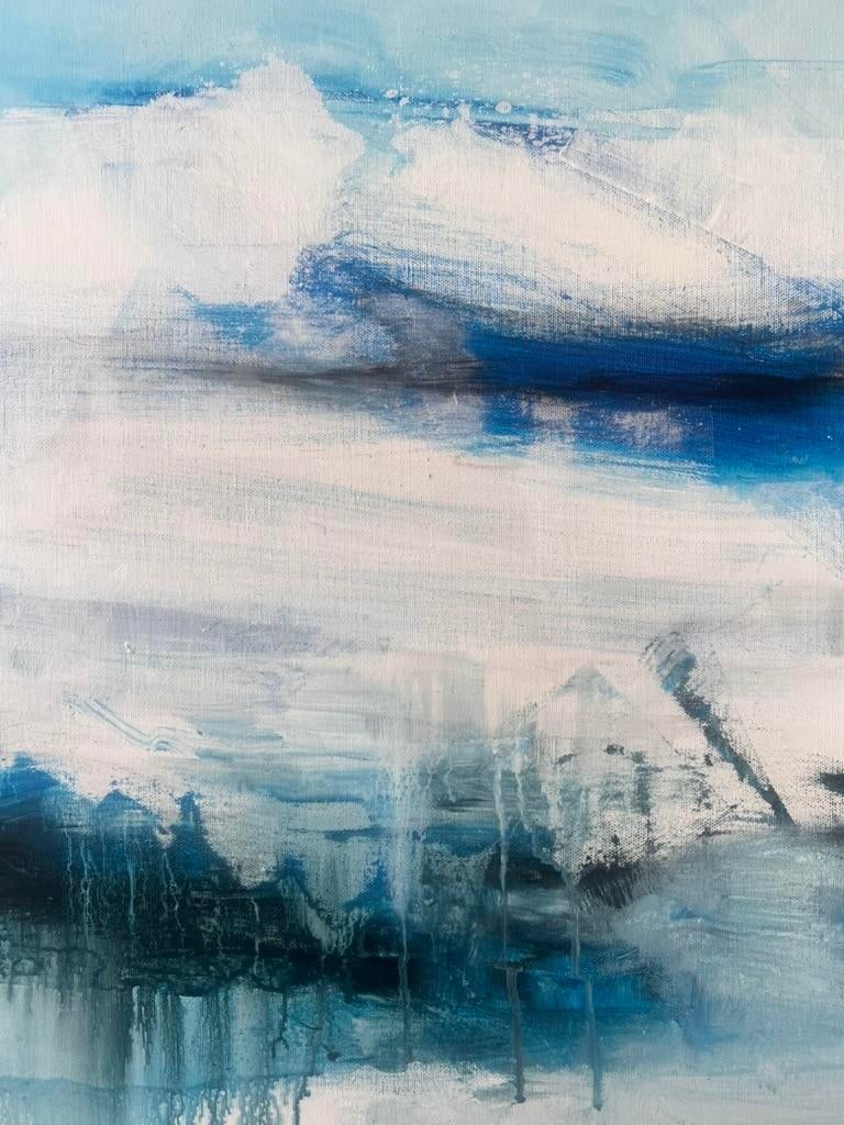 Edge of Memory, Abstract Painting in Blue and White - 7