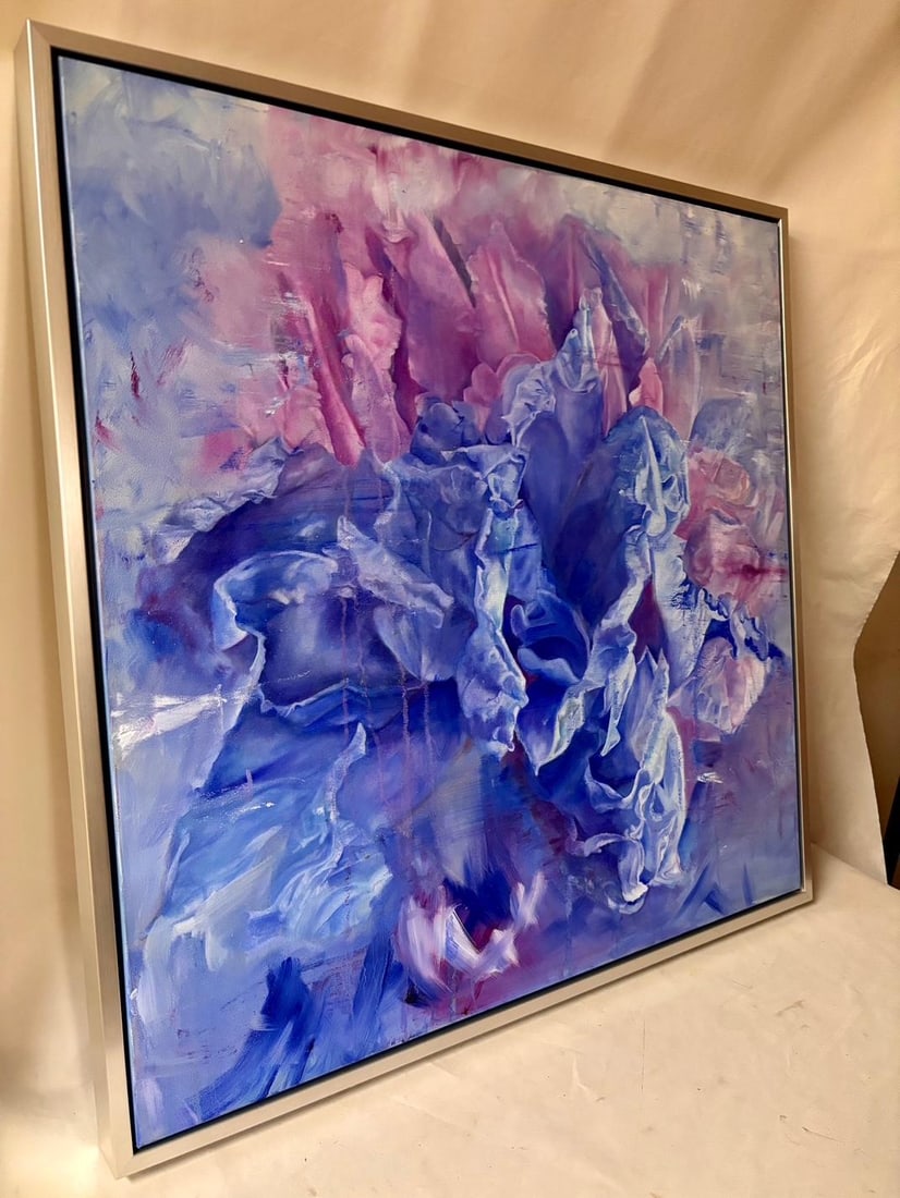 Blue Iris Framed Oil on Canvas by Shelly Gurton "Dreaming in Blue" - 2