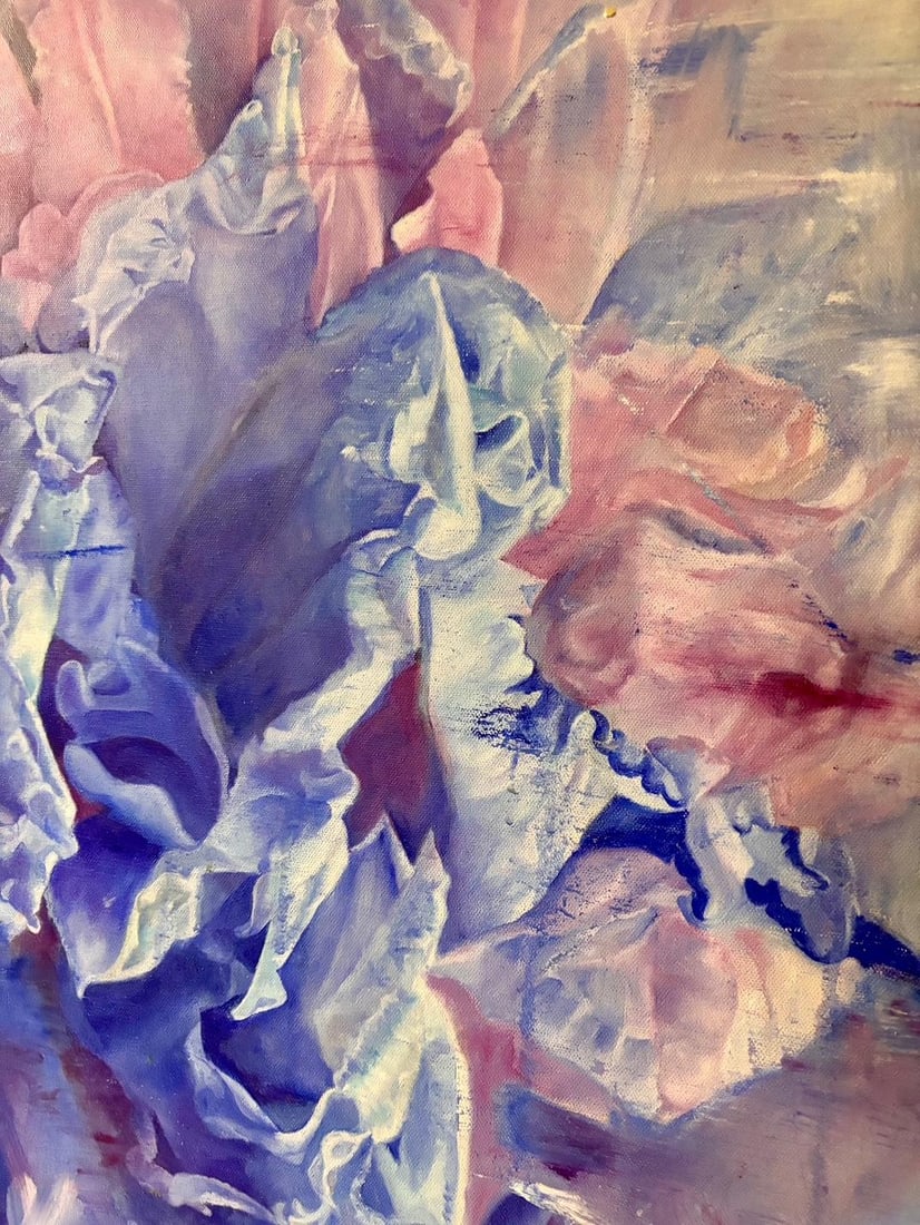 Blue Iris Framed Oil on Canvas by Shelly Gurton "Dreaming in Blue" - 3