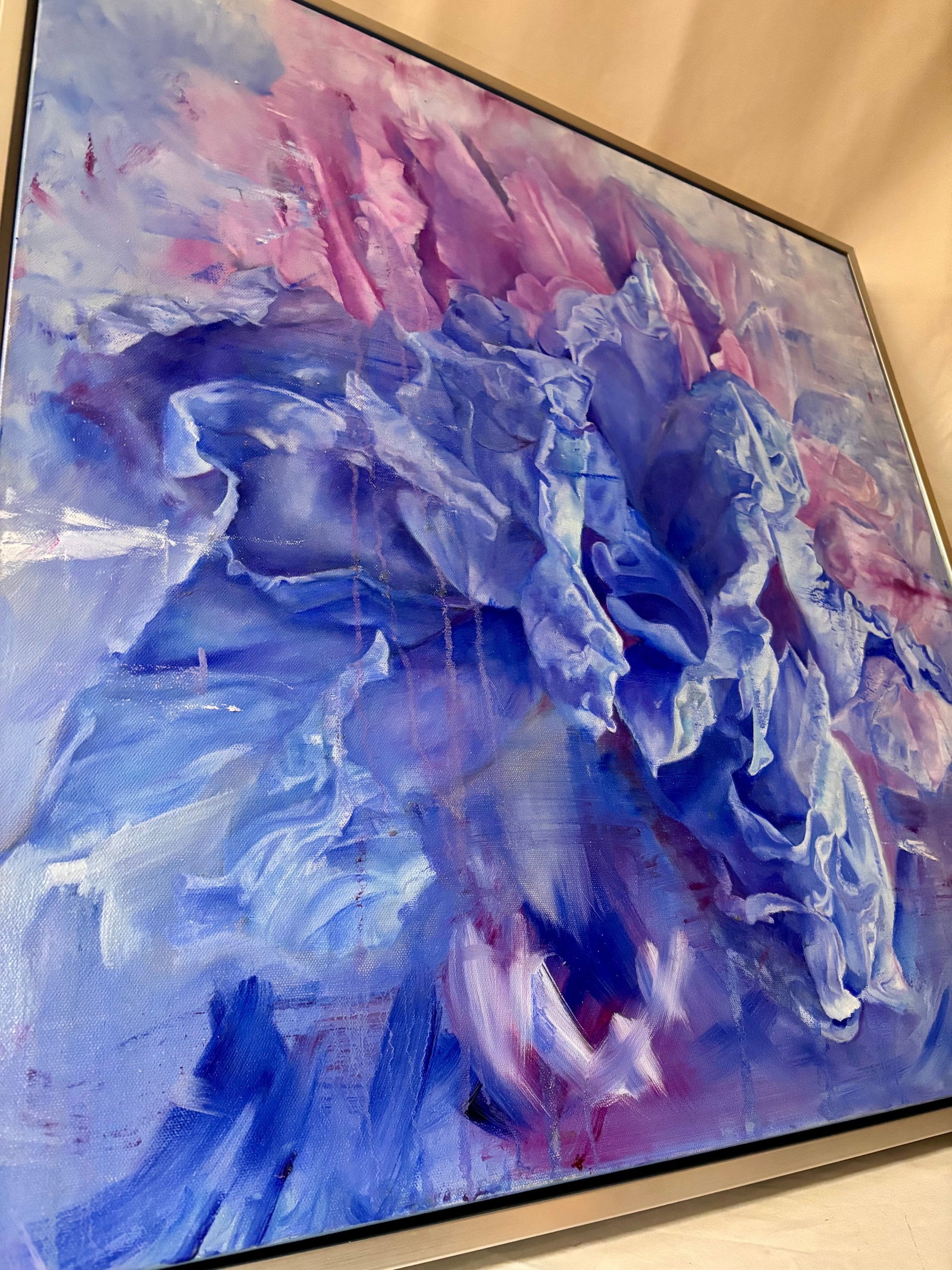 Blue Iris Framed Oil on Canvas by Shelly Gurton "Dreaming in Blue" - 8