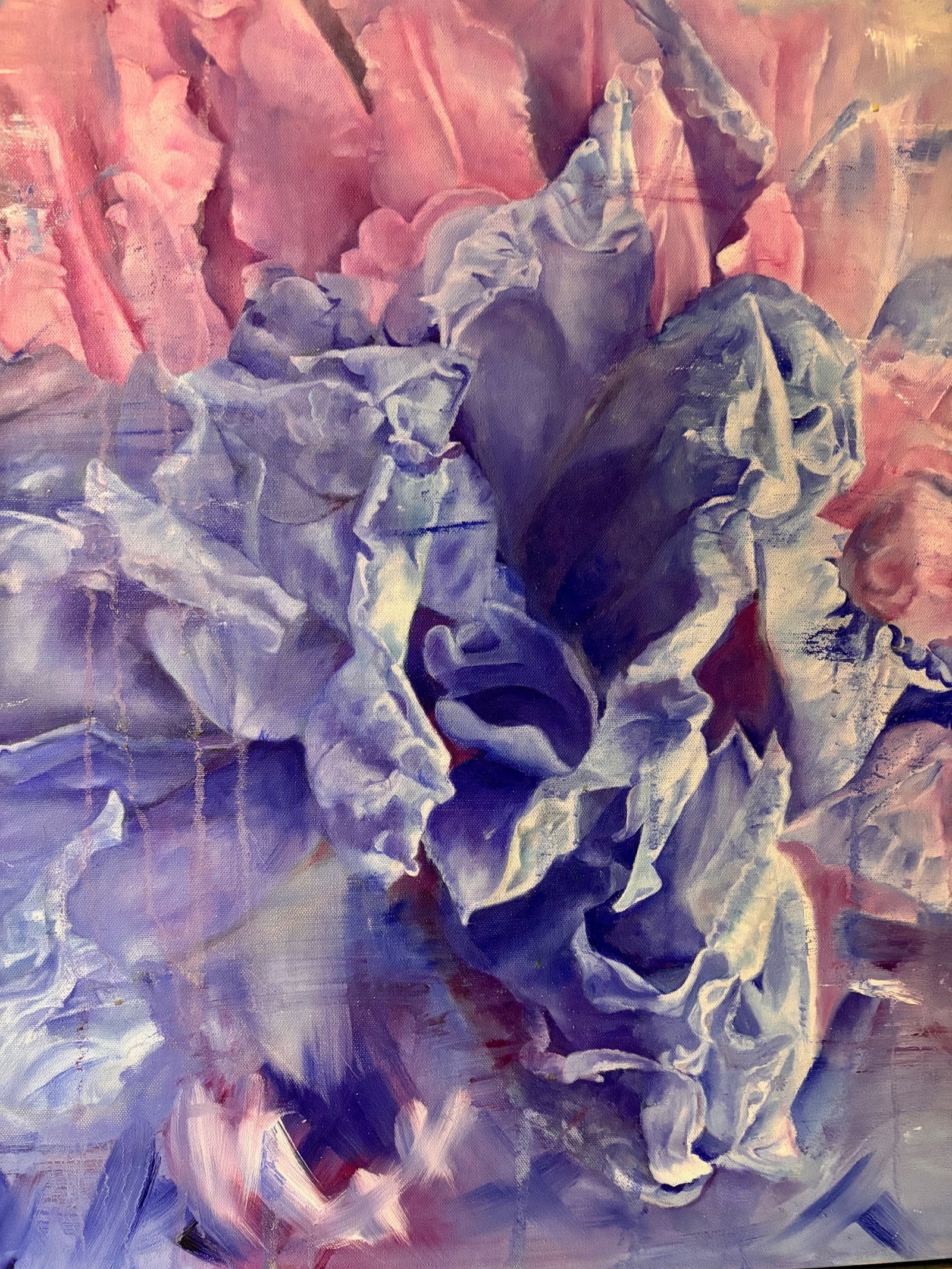 Blue Iris Framed Oil on Canvas by Shelly Gurton "Dreaming in Blue" - 9