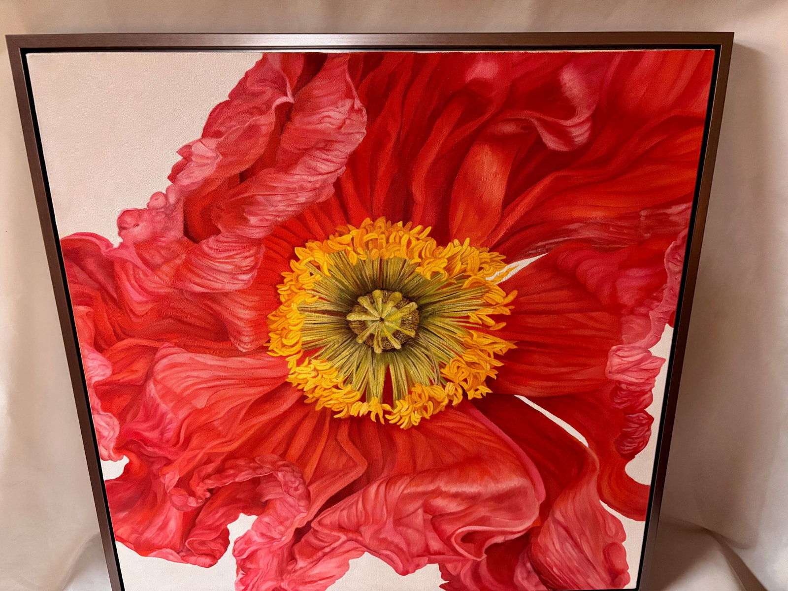 Iceland Poppy Framed Oil on Canvas by Shelly Gurton Titled "Riva" - 11