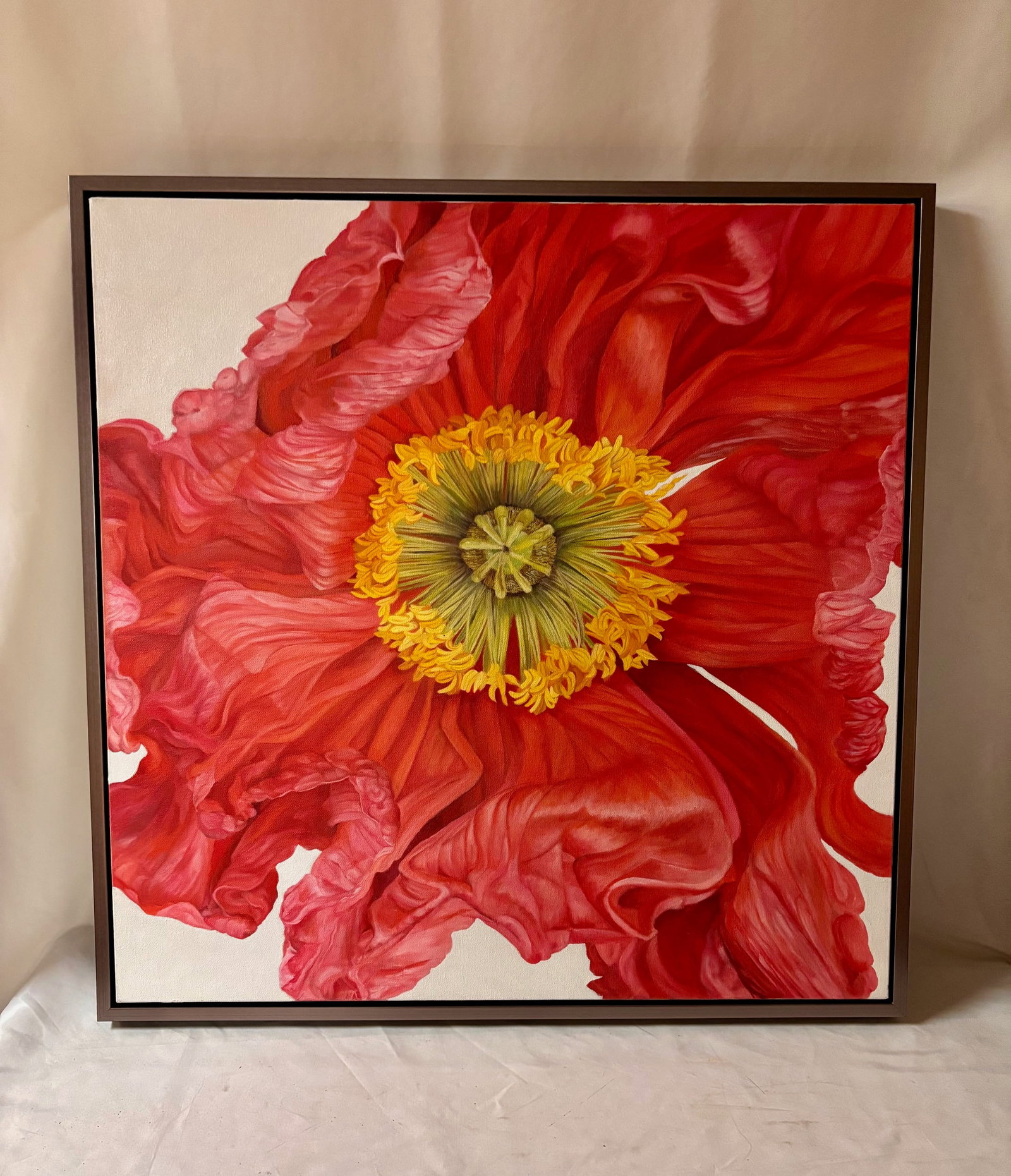 Iceland Poppy Framed Oil on Canvas by Shelly Gurton Titled "Riva" - 3
