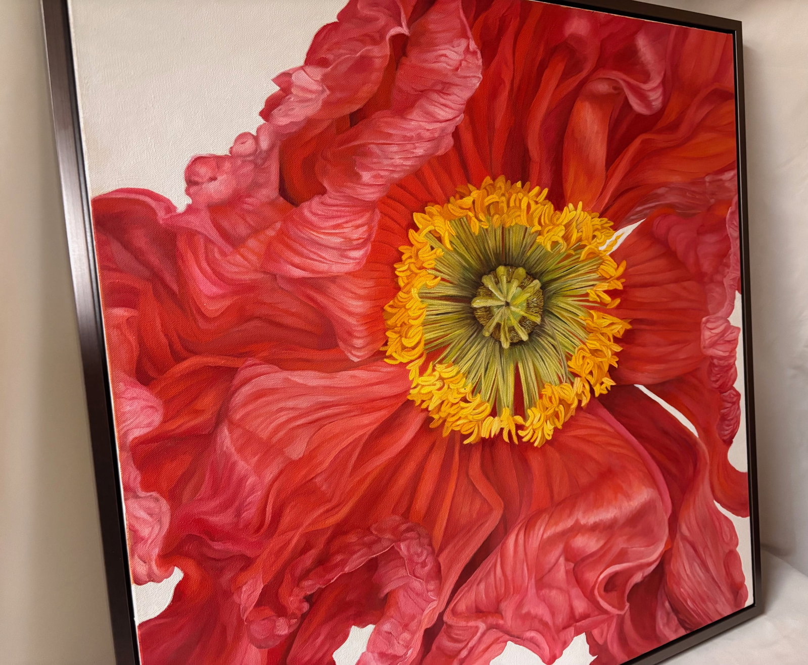 Iceland Poppy Framed Oil on Canvas by Shelly Gurton Titled "Riva" - 9