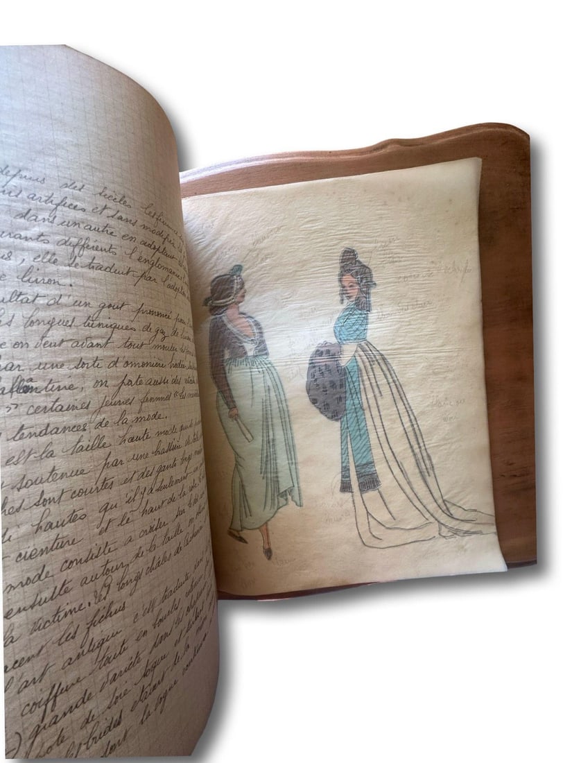 Antique French Costume History Notebook | Hand-Colored Fashion Studies | Handwritten Artist Sketchbo - 11