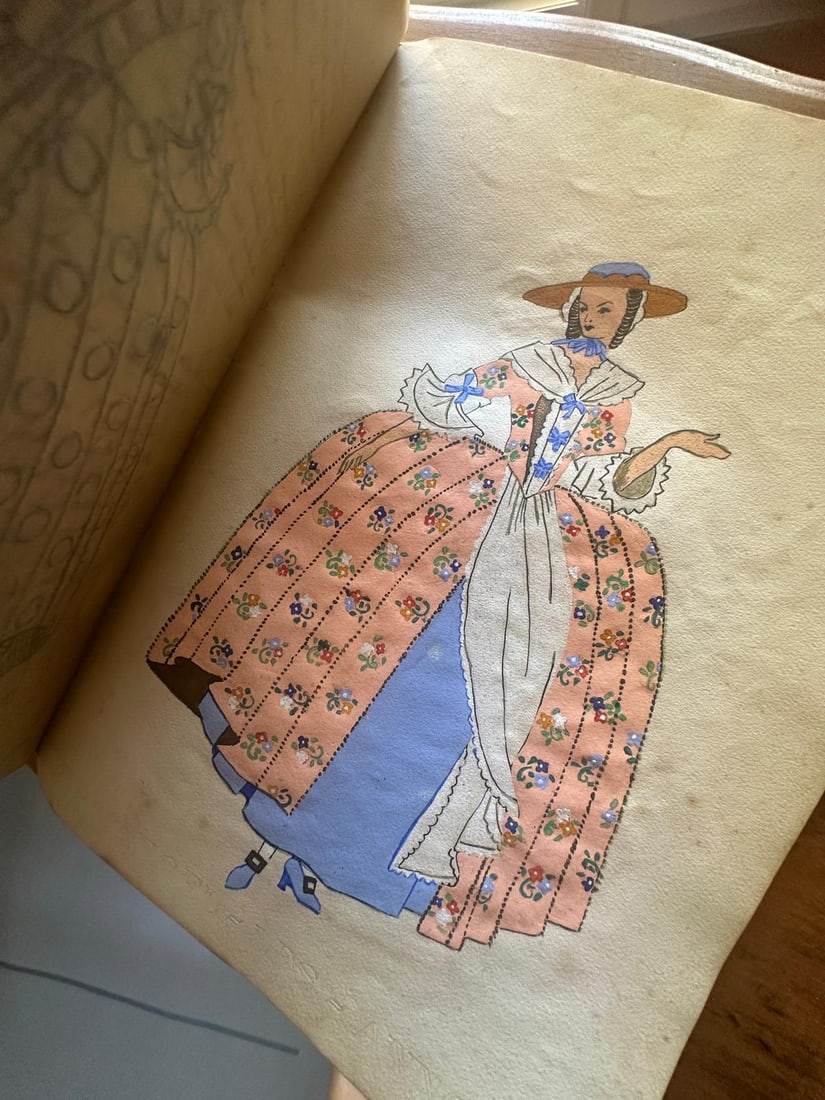 Antique French Costume History Notebook | Hand-Colored Fashion Studies | Handwritten Artist Sketchbo - 4