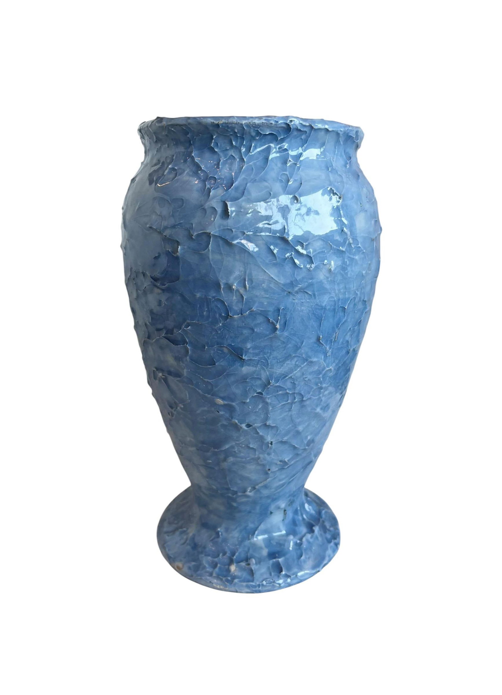 Barbotine Majolica Floral Vase - 5