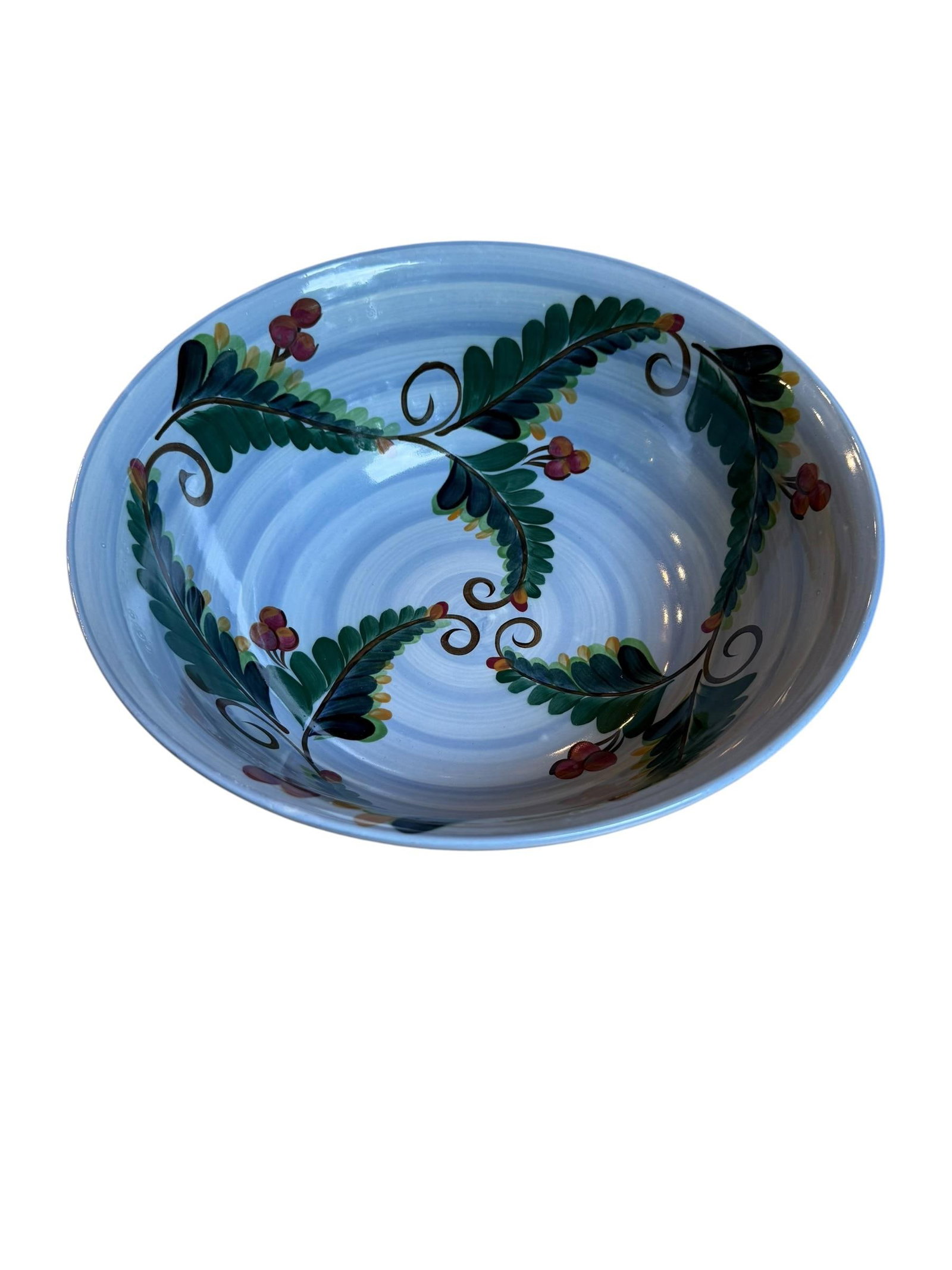 Gail Pittman Signed Blue Garden Extra-Large Serving Bowl Hand Painted 2004 - 3