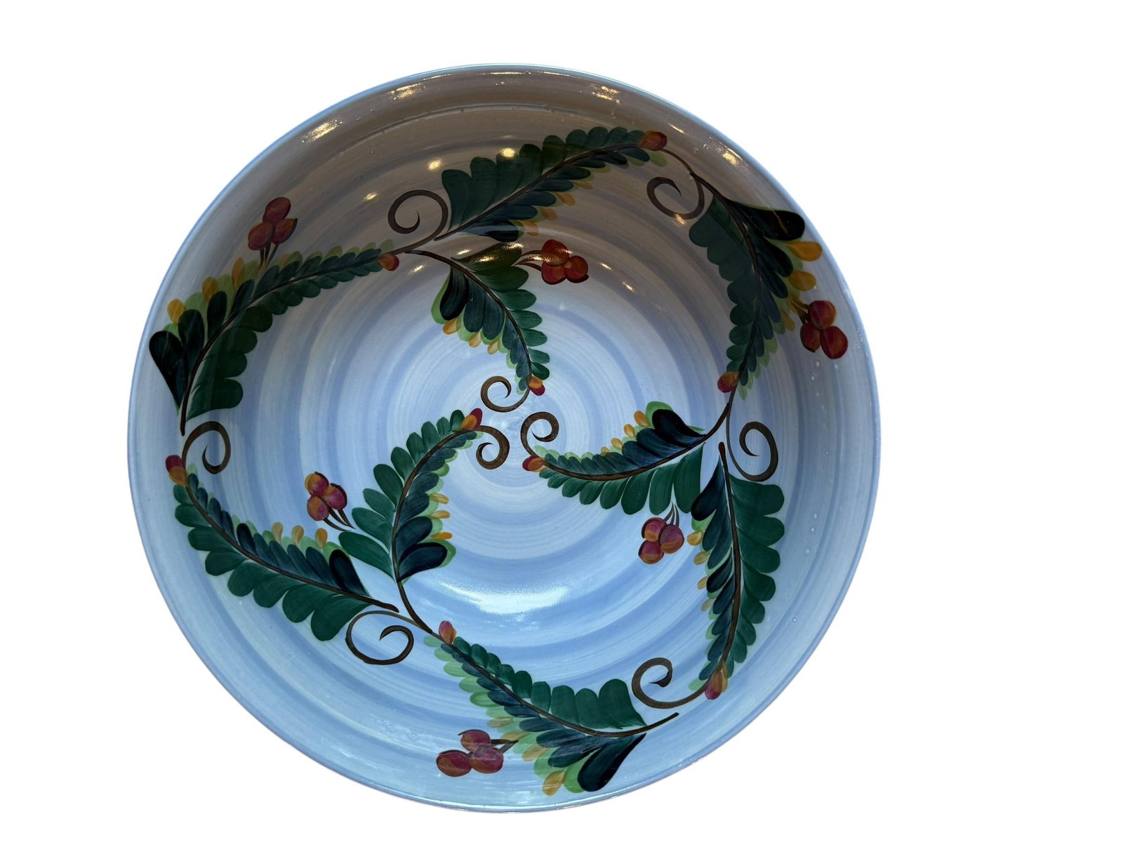 Gail Pittman Signed Blue Garden Extra-Large Serving Bowl Hand Painted 2004 - 4