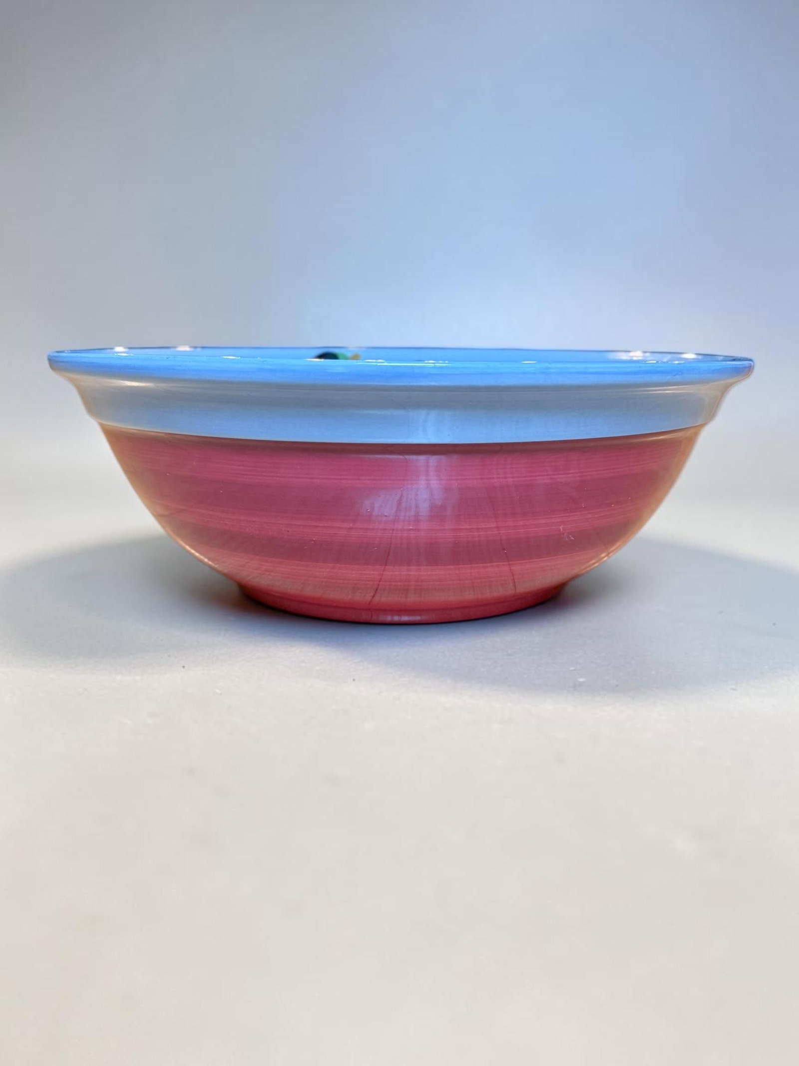 Gail Pittman Signed Blue Garden Extra-Large Serving Bowl Hand Painted 2004 - 6