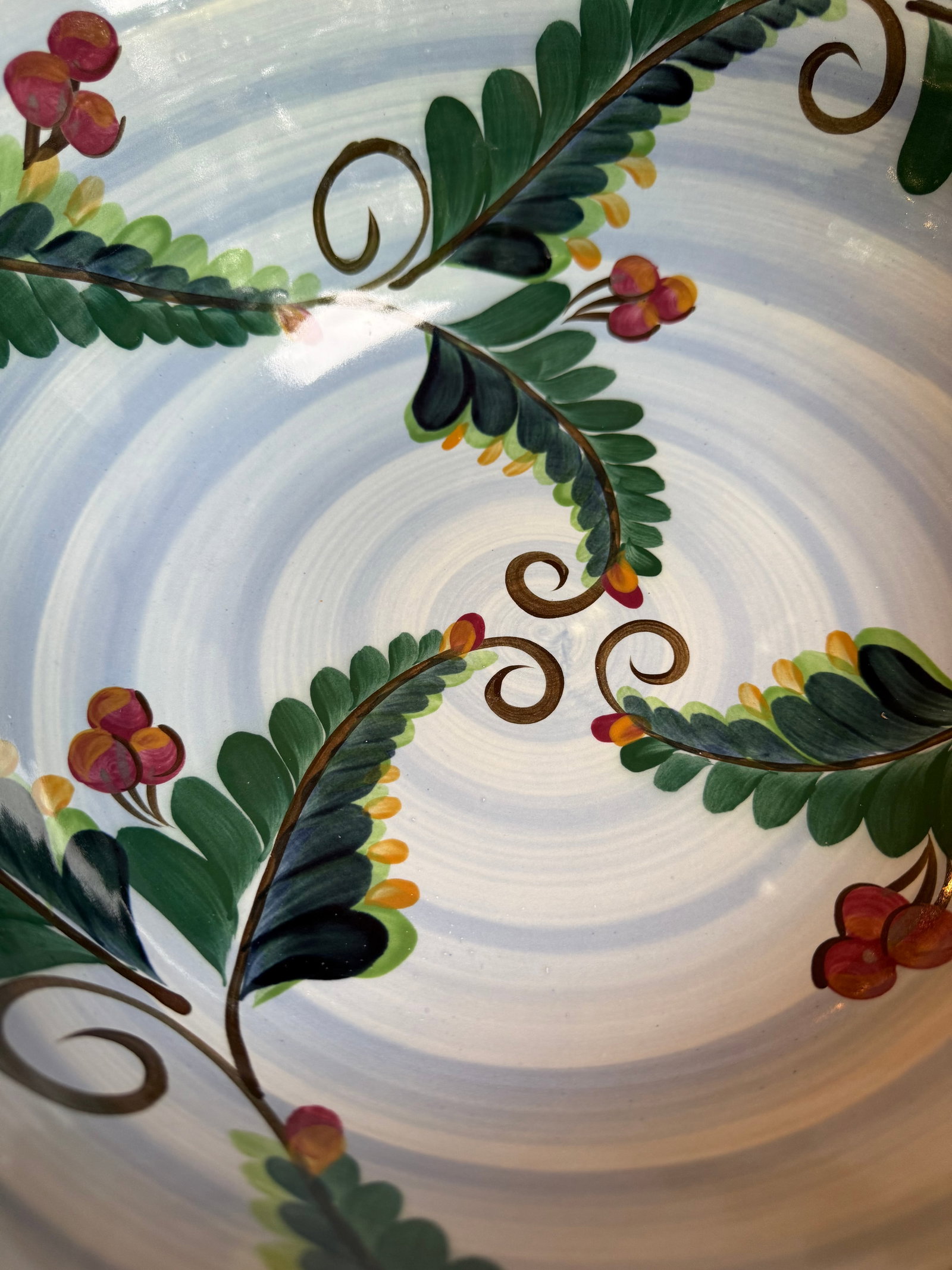 Gail Pittman Signed Blue Garden Extra-Large Serving Bowl Hand Painted 2004 - 8