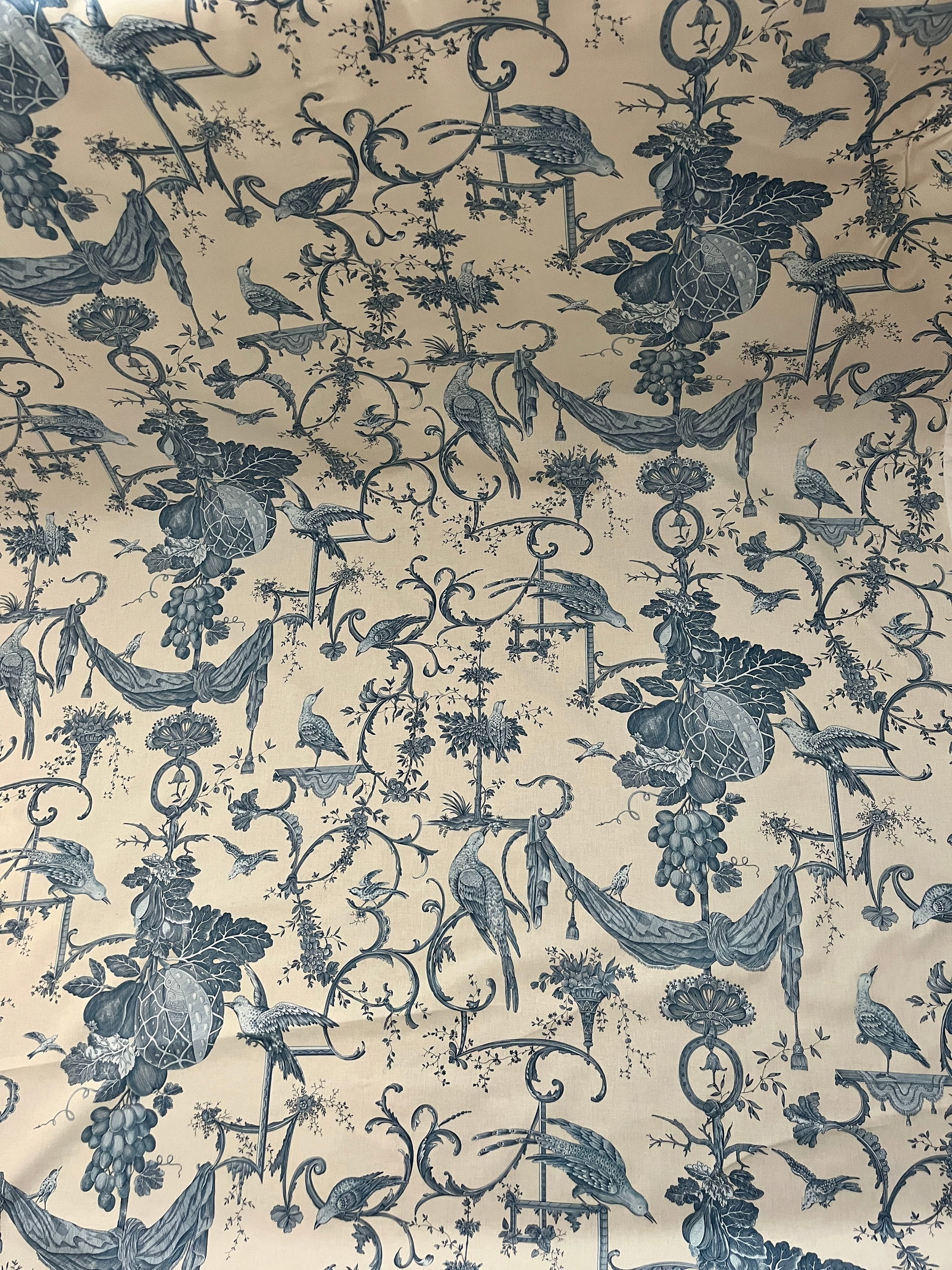 6 Yards Brunschwig & Fils "Kininvie" Blue & White Chinoiserie Linen Fabric - 2