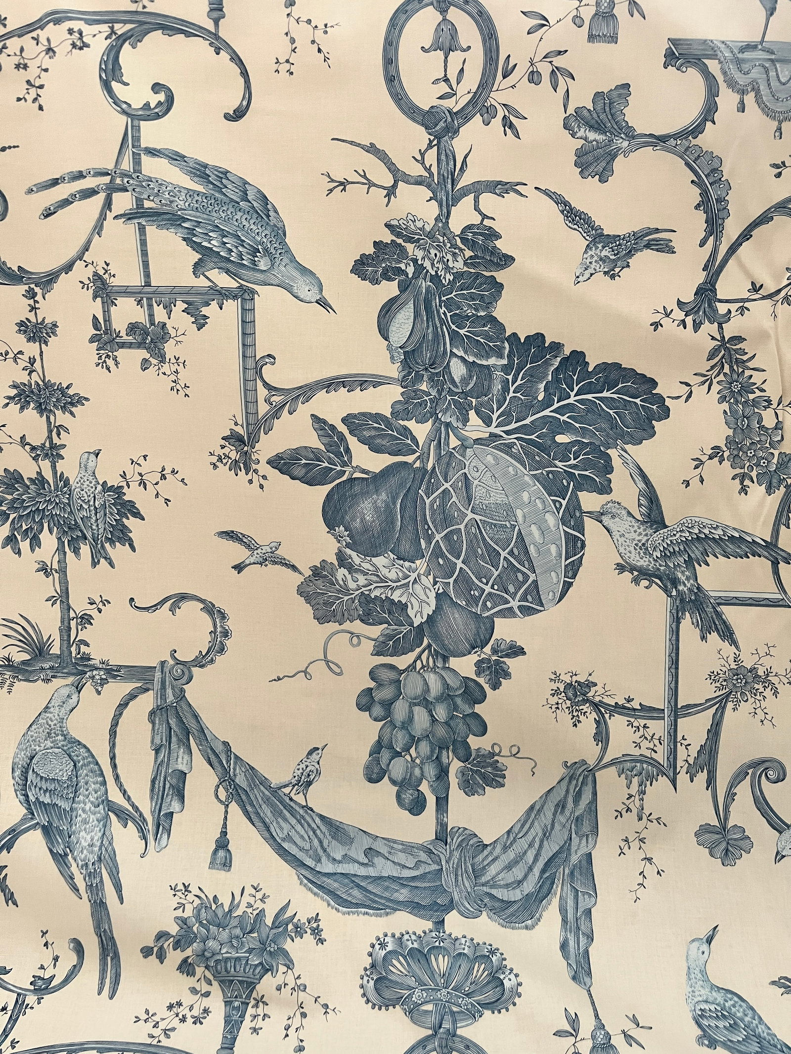 6 Yards Brunschwig & Fils "Kininvie" Blue & White Chinoiserie Linen Fabric - 3