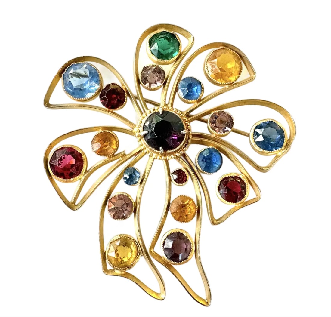 Vintage Gold Fill Rhinestone Brooch - 2