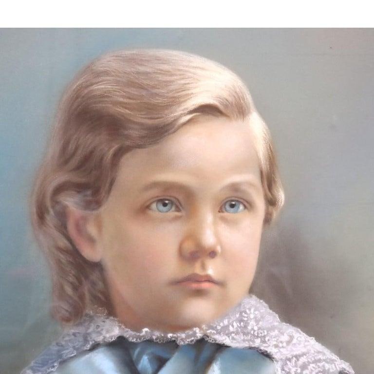 Pair Victorian Watercolor Portraits, Sister & Brother, Original Frames, C1890 - 2
