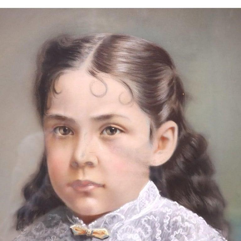 Pair Victorian Watercolor Portraits, Sister & Brother, Original Frames, C1890 - 3