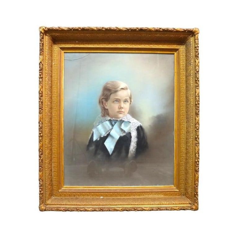 Pair Victorian Watercolor Portraits, Sister & Brother, Original Frames, C1890 - 4