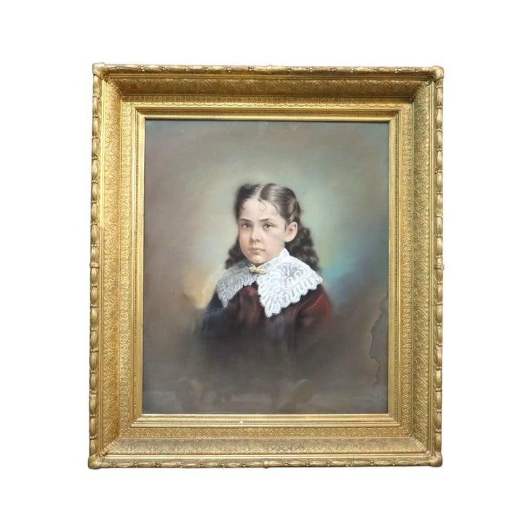 Pair Victorian Watercolor Portraits, Sister & Brother, Original Frames, C1890 - 5
