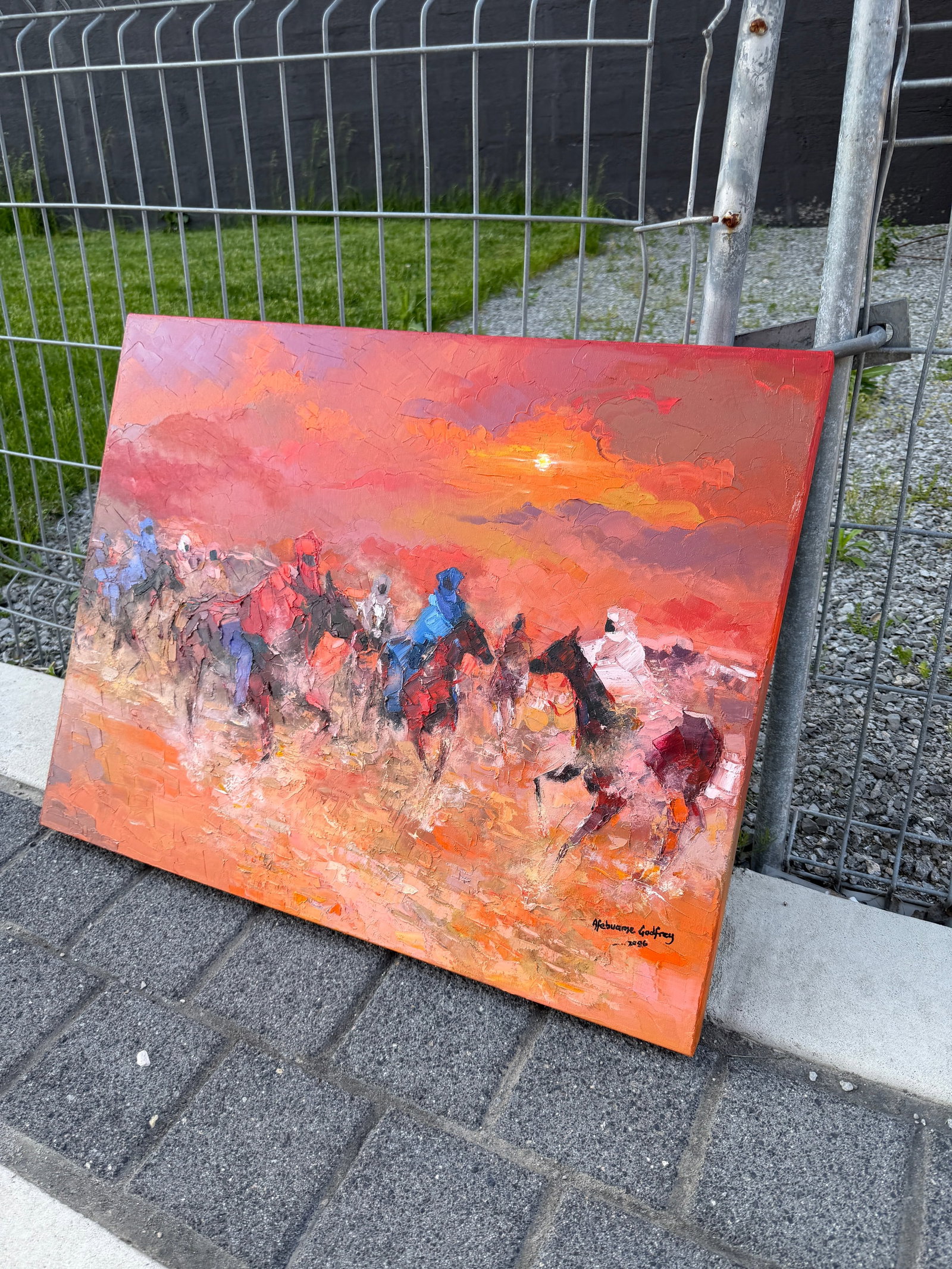 Golden Dust Thunder by Godfrey Afebuame, Oil on Canvas (2026) Impasto - 3