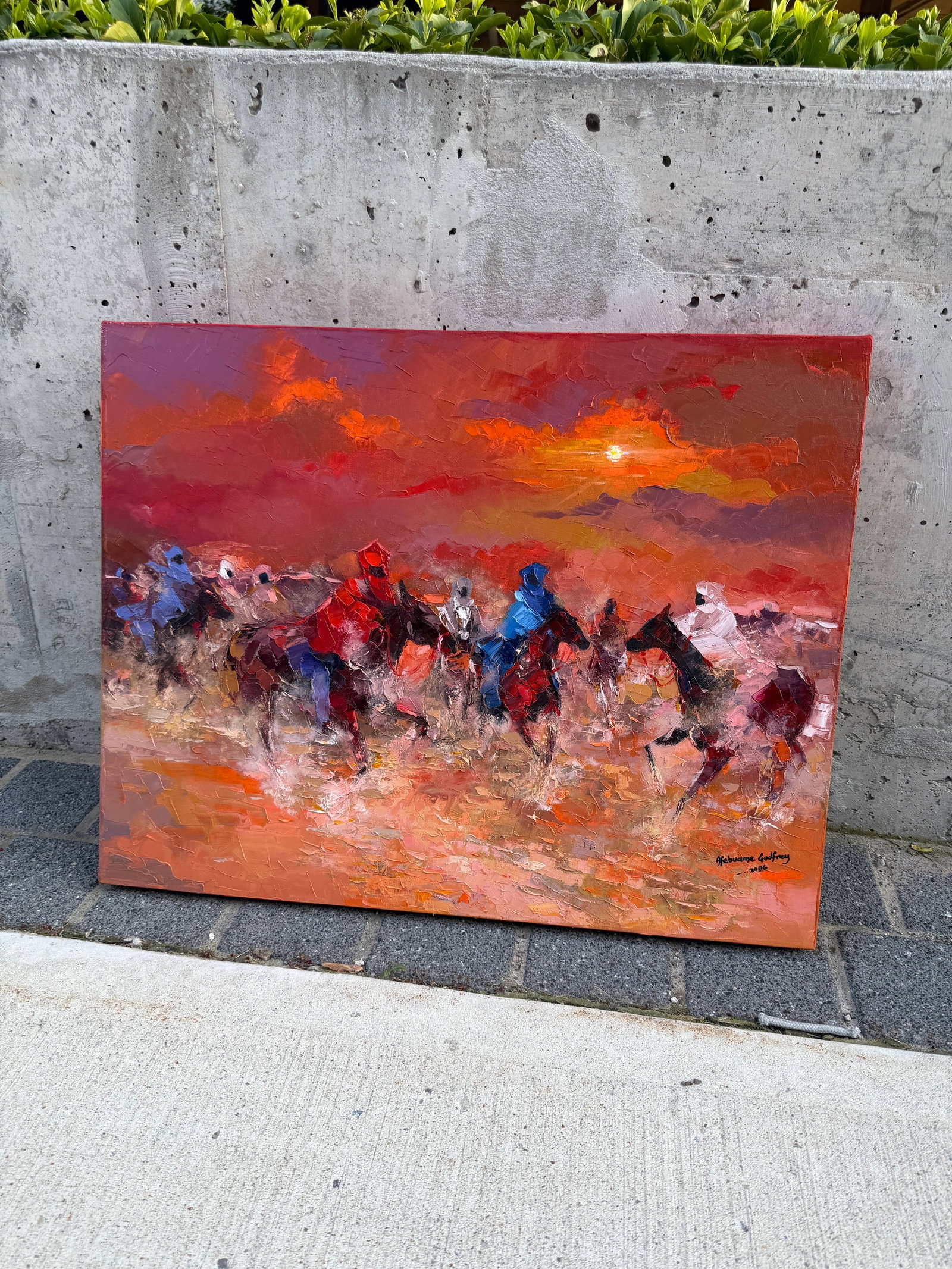 Golden Dust Thunder by Godfrey Afebuame, Oil on Canvas (2026) Impasto - 4