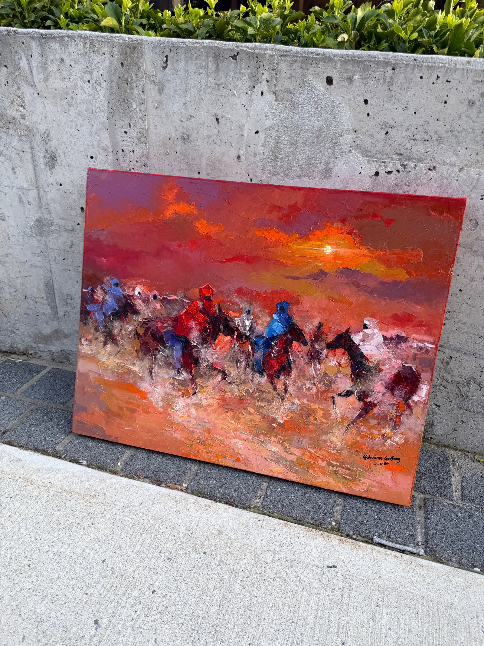 Golden Dust Thunder by Godfrey Afebuame, Oil on Canvas (2026) Impasto - 6