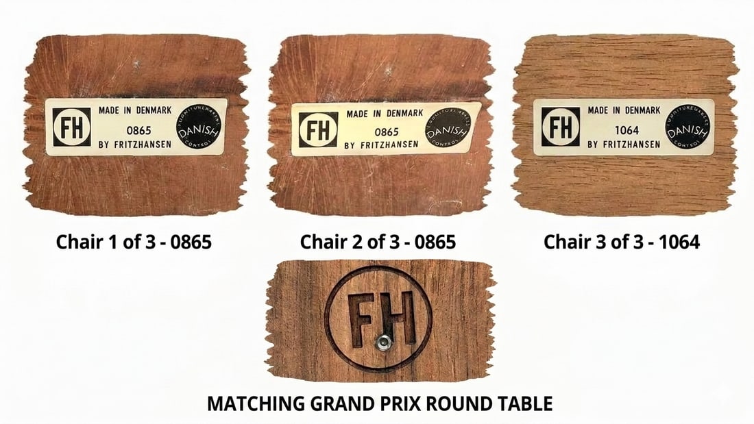 Very Rare Set: Arne Jacobsen Grand Prix Teak Dining Set by Fritz Hansen "” 3 Chairs + Matching - 2