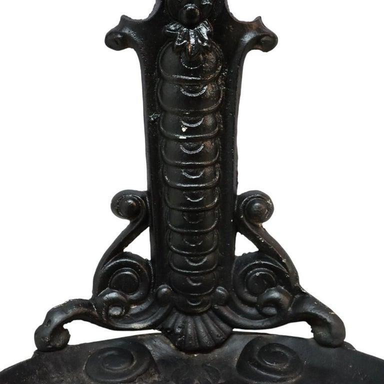 British Embossed Figural & Floral Cast Iron Umbrella Stand, Signed, C1880 - 4