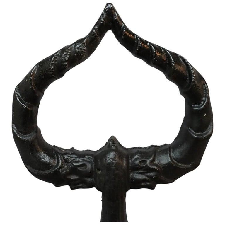 British Embossed Figural & Floral Cast Iron Umbrella Stand, Signed, C1880 - 6