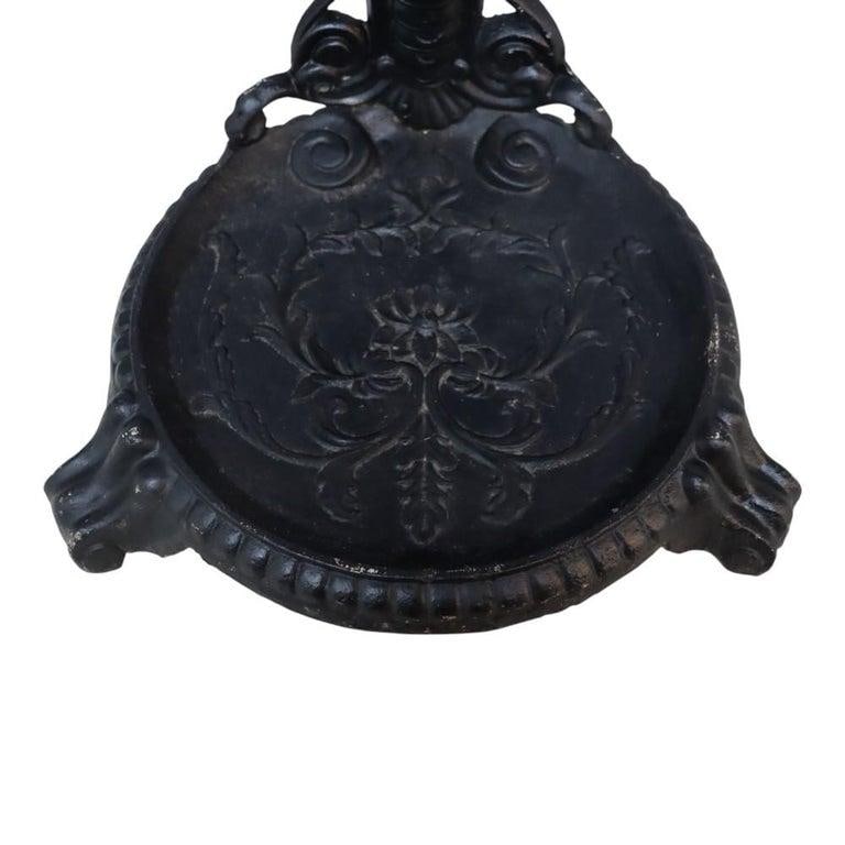 British Embossed Figural & Floral Cast Iron Umbrella Stand, Signed, C1880 - 7