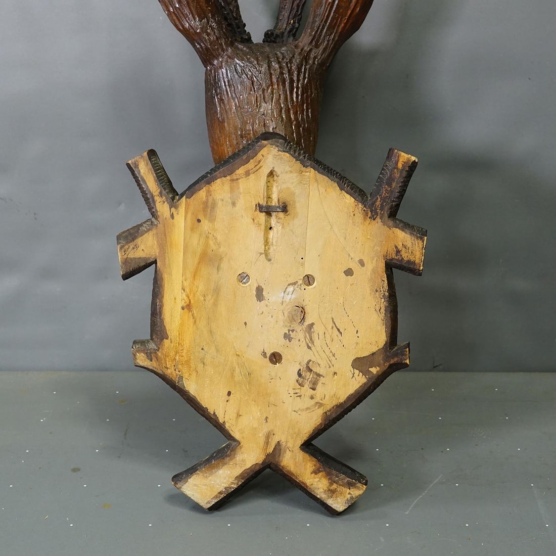 Large Naturalistic Black Forest Carved Deer Head, Ca. 1930s - 8