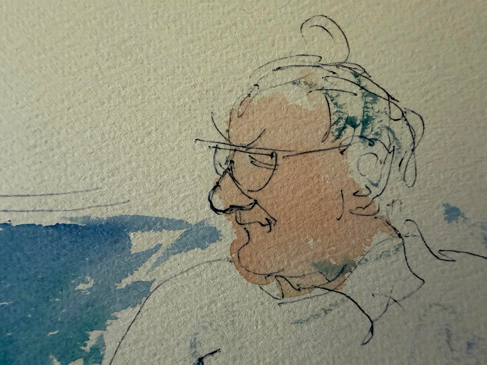 1950s Dimitrie Berea Water Color Sketch of Arde Bulova (Head of the Bulova Watch Company) & Prof. Ni - 3