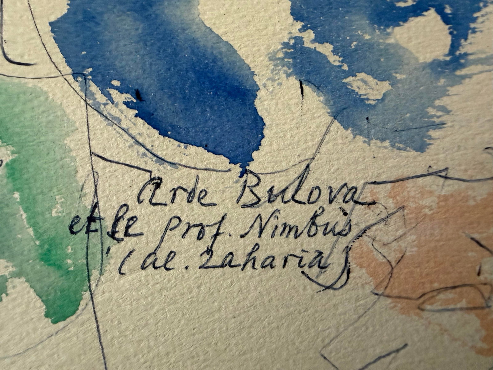 1950s Dimitrie Berea Water Color Sketch of Arde Bulova (Head of the Bulova Watch Company) & Prof. Ni - 5